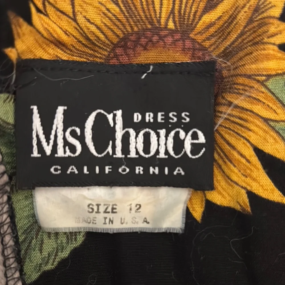 Vintage Black Babydoll 90s Dress with Sunflower Print - Picture 4 of 4